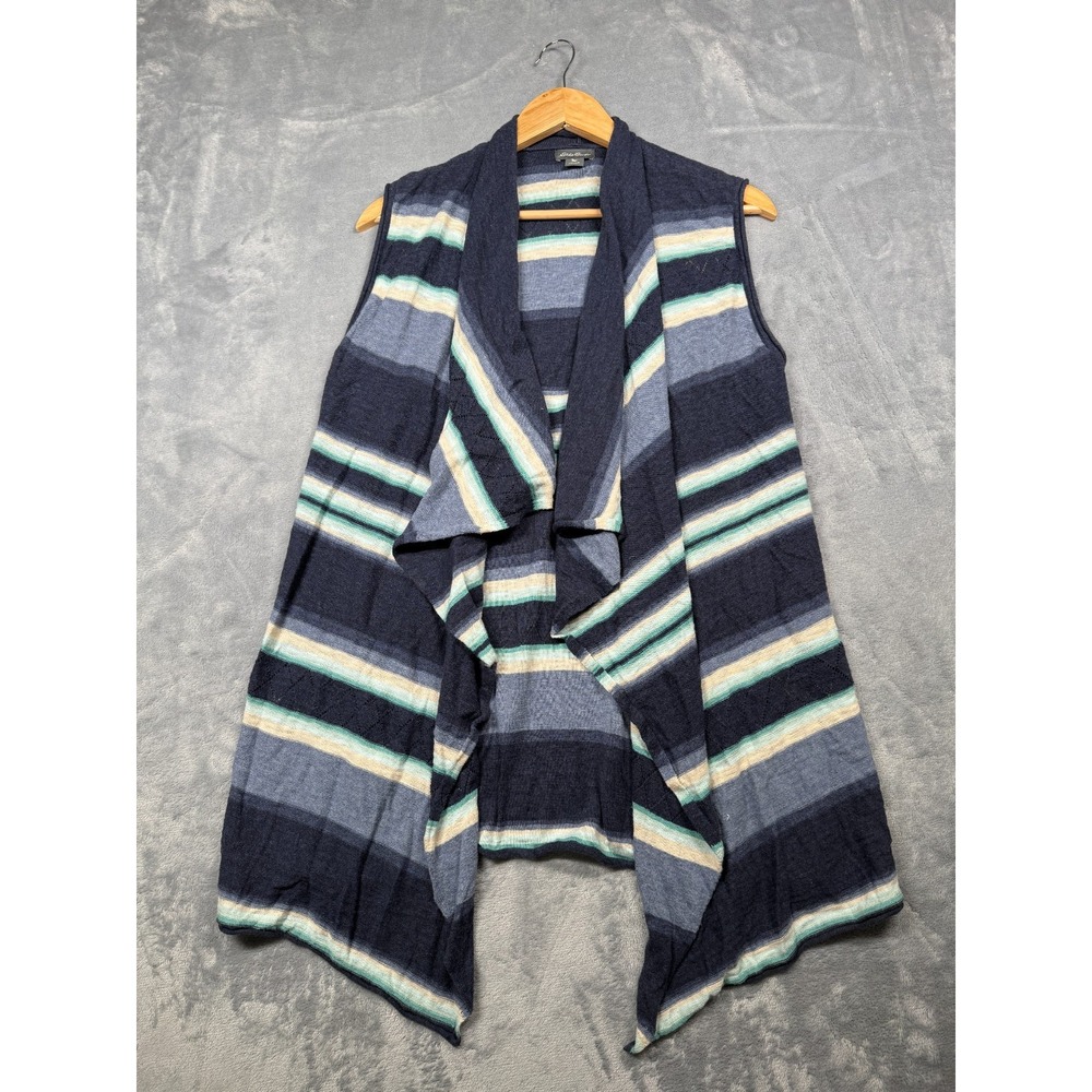 Eddie Bauer Cardigan Sweater Womens Small Multicolor Striped Draped Open Front